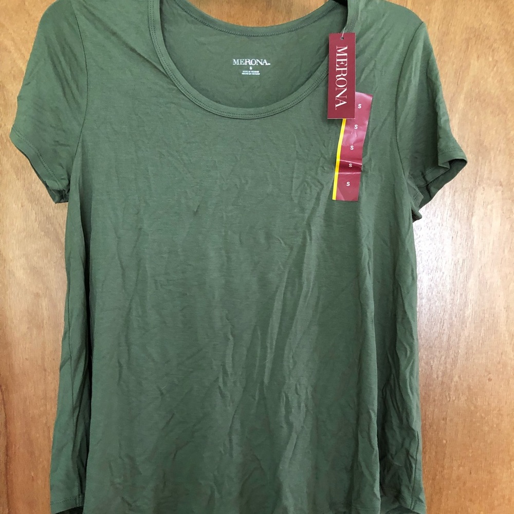 Merona Army Green Scoop Tee